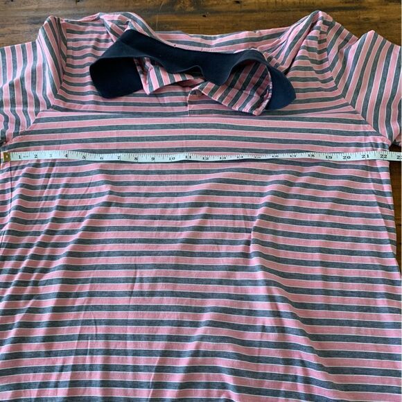 Byron Nelson Pink Navy Striped 3 Button Cotton Short Sleeve Polo Sz L - Picture 5 of 7